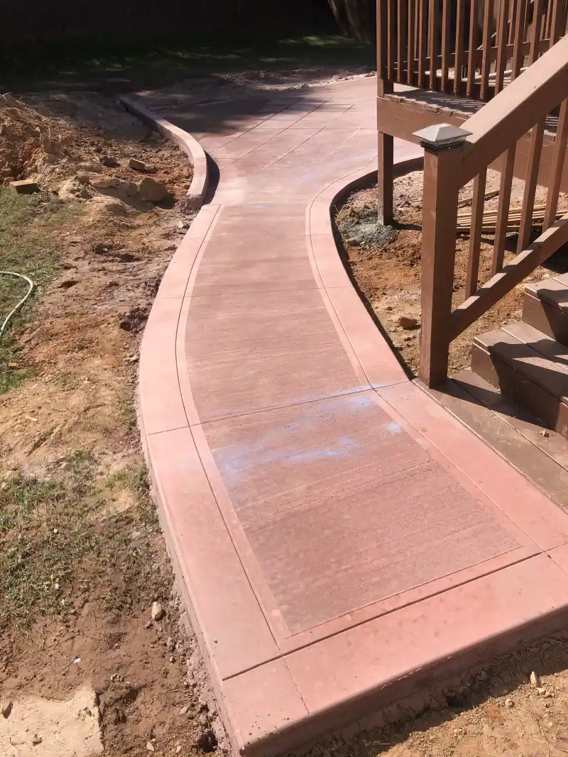 A concrete slab finished in an integral colour.