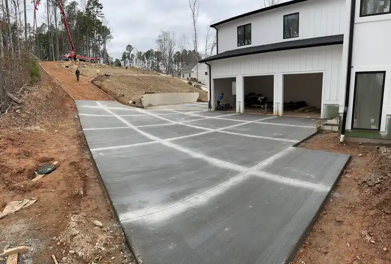 A concrete driveway poured by Ace Concrete Construction