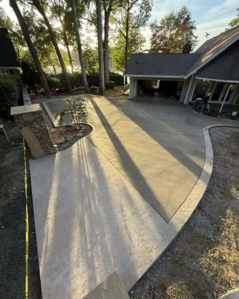 A concrete patio and outdoor living area poured by Ace Concrete Construction