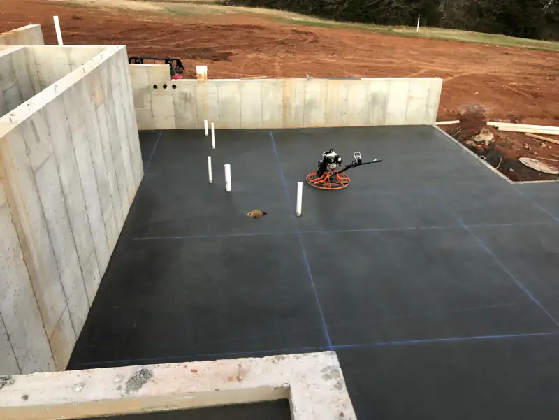 Garage or building slab poured by Ace Concrete Construction